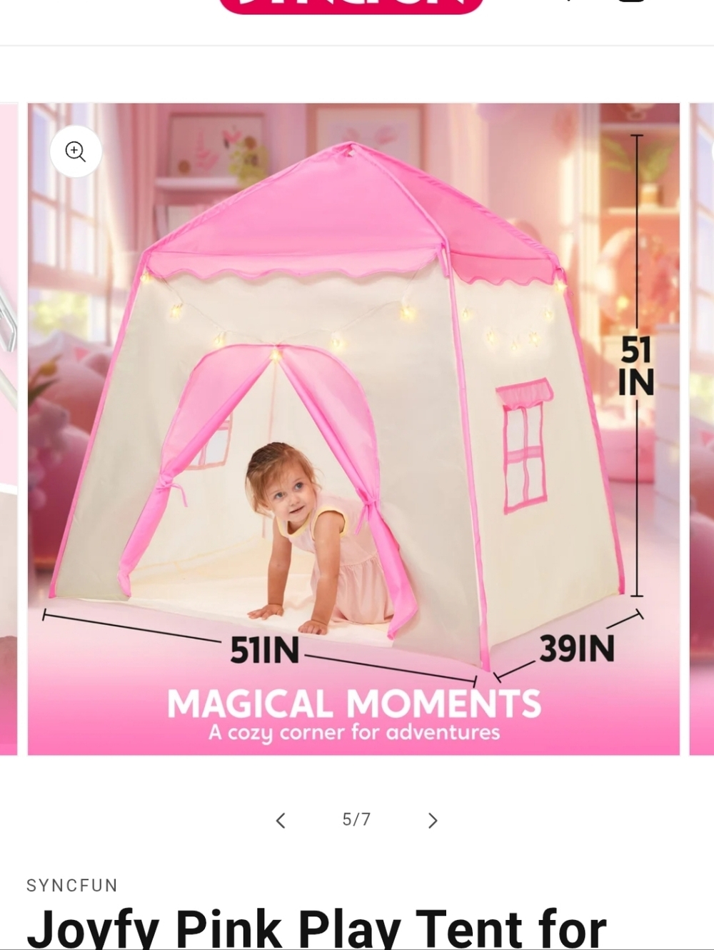 Kids Playhouse Tent With Lights- NWT - Picture 3 of 8
